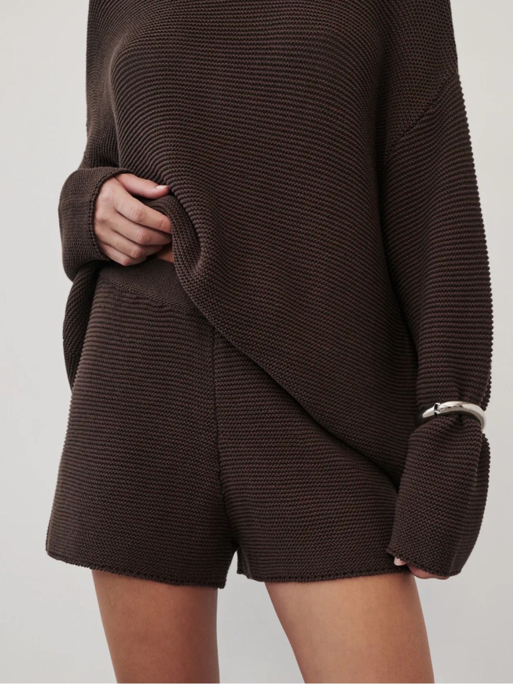 DISSH Chocolate Brown Cotton Knit Shorts